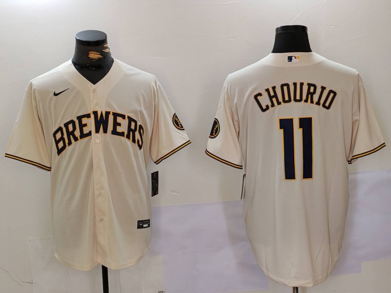 Men Milwaukee Brewers #11 Chourio Cream Game 2024 Nike MLB Jersey style 1->indianapolis colts->NFL Jersey